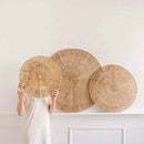 Axyaa Round Rattan Wall Hanging for Rustic Home Decor