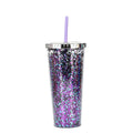 Axyaa Glitter Double Layer Sippy Cup, Large Capacity Reusable Coffee Milk Tea Cup