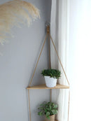 Axyaa Triangle Wooden Wall Shelf for Home Decor and Plant Display