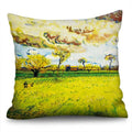 Axyaa Sunflower Starry Sky Oil Painting Polyester Cushion Cover Home Decor Pillowcase
