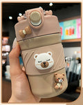 Axyaa Cute Bear Double Drink Thermos Coffee Mug Stainless Steel Tumbler