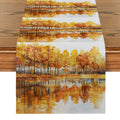 Axyaa Autumn Tree Lake Table Runner for Kitchen Dining Decor