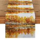 Axyaa Autumn Tree Lake Table Runner for Kitchen Dining Decor