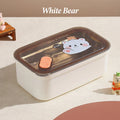 Axyaa Bear & Panda Cartoon Stainless Steel Bento Box for School Picnic Storage