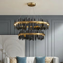 Luxury Circle Pendant Chandelier by Axyaa - Modern LED Dimmable Fixture for Living, Dining, Bedroom