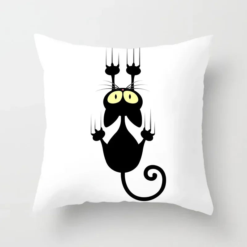 Axyaa Cartoon Black Cat Cushion Cover 45*45cm