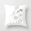 Minimalist White Pillow Cover - Axyaa Portrait Sketch Nordic Cushion