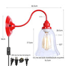 Axyaa Vintage Loft LED Wall Lamp Red Clear Glass Stair Light Fixtures