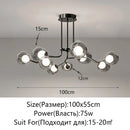 Axyaa Smoke Gray Glass Ball Chandelier Pendant Light for Modern Living Room