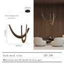 Axyaa Modern Wooden LED Pendant Light Chandelier for Living Room Villa