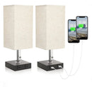 Axyaa Rechargeable Bedside Lamp with Dual USB Ports & Fabric Lampshade