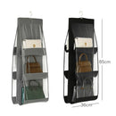 Axyaa 6-Pocket Black Handbag Organizer: Foldable Storage Solution for Closet or Bedroom