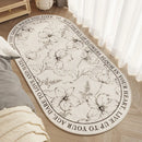 Axyaa French Flower Creamy Oval Bedside Carpet Medieval Style Retro Soft Rug