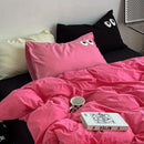 Axyaa Big Eyes Full Queen Bedding Set Solid Color with Sheet Pillowcase