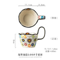 Axyaa Ceramic Handlebar Cup 400ML - Hand Drawn, Couple Coffee Tea Mug