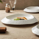 Axya Rock Texture Ceramic Deep Plate for Molecular Food Dining Experience