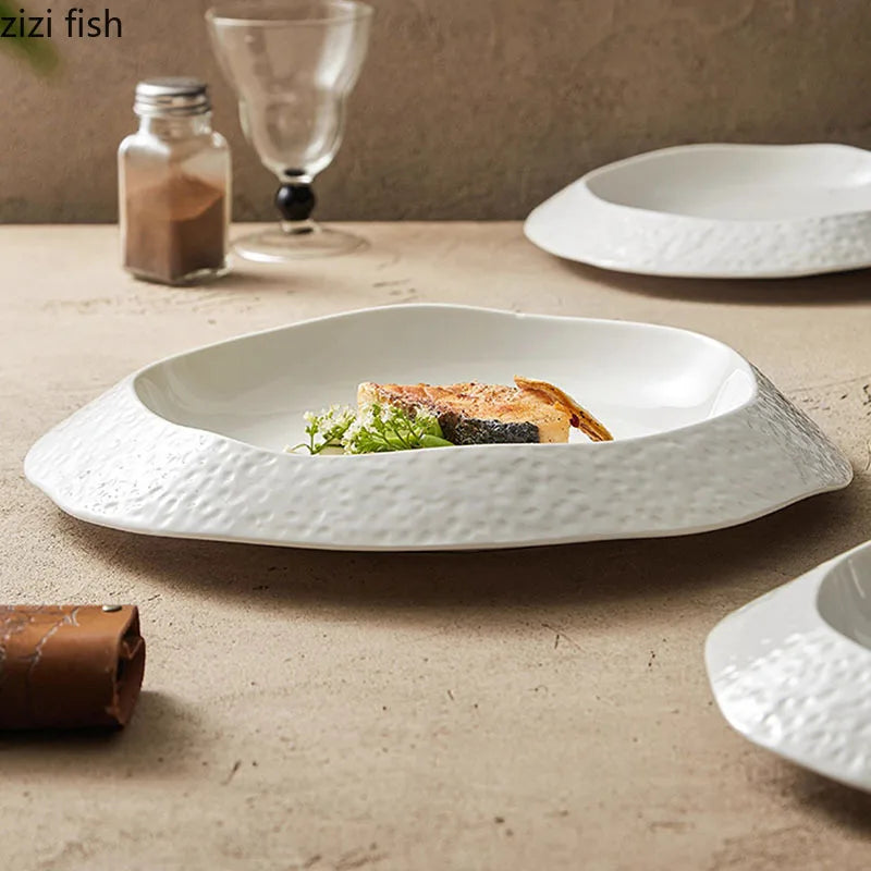 Axya Rock Texture Ceramic Deep Plate for Molecular Food Dining Experience