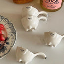 Axyaa Cat-Shaped Coffee Cup Set: Small Milk Cup, Ceramic Saccharin Bowl, 20ml Ingredient Plate