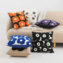 Axyaa Poppy Floral Embroidery Cushion Cover Blue Orange 45x45cm Home Decor for Living Room