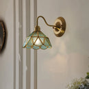 Axyaa Nordic LED Wall Light Fixture Blue Glass Copper Finish