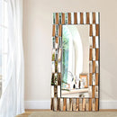 Axyaa Sunburst Silver Tawny Beveled Glass Mirror Rectangular Accent ,Home Décor