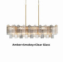 Axyaa Gold Silver Glass Tube Chandelier - Elegant Pendant Light for Dining Room