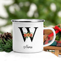 Axyaa Flower Letter Enamel Mug - Personalized Alphabet Camping Tea Coffee Cup