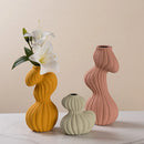 Axyaa Geometric Twisted Stripes Ceramic Vase for Abstract Flower Arrangement & Home Decoration