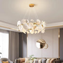 Axyaa Ceramic Chandelier: Elegant Lotus Leaf Design, Creamy Finish, Luxury Lighting for Home & Restaurant