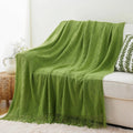 Axyaa Dark Green Knit Throw Blanket - Lightweight Plaid Design for Christmas Decor