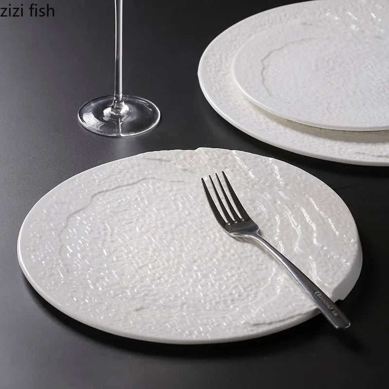 Axya Irregular Texture Ceramic Dinner Plate Set