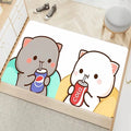 Axyaa Cute Peach Mochi Print Entrance Door Mat - Kawaii Room Decoration