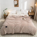Axyaa Gray Coral Fleece Plaid Blanket: Soft & Warm Single/Queen/King Bedspread