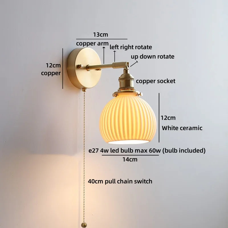 Axyaa Nordic LED Wall Light White Umbrella Style Swing Arm Modern Bedside Lamp