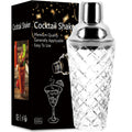 Axyaa Stainless Steel Cocktail Shaker Glass with Braided/Pineapple Pattern Filter Lid