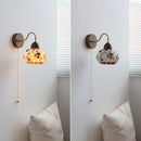 Axyaa Tiffany Style Shell Glass LED Wall Light with Copper Arm