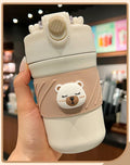 Axyaa Cute Bear Double Drink Thermos Coffee Mug Stainless Steel Tumbler