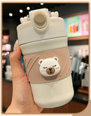 Axyaa Cute Bear Double Drink Thermos Coffee Mug Stainless Steel Tumbler