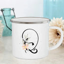 Axyaa Flower Mugs - Creative Enamel Coffee Cups Handle Drinkware for Wedding Gifts
