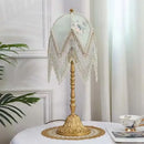 Axyaa French Table Lamp Retro Living Room Bedroom Villa Tassels Desk Light