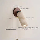 Axyaa Stone LED Wall Light Up Down Rotate Pull Chain Switch Iron Wood Lamp