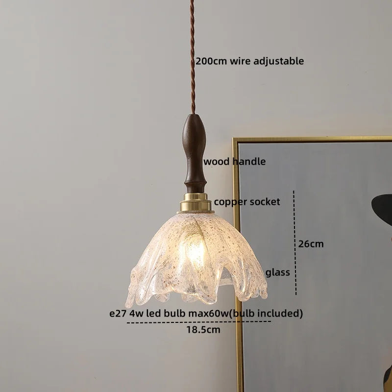 Axyaa Amber Glass Pendant Lamps Copper Modern Hanging Lights Fixtures
