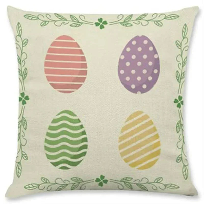 Easter Rabbit Eggs Design Linen Pillowcase - Axyaa Brings Spring Joy