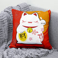 Axyaa Lucky Cat Mount Fuji Art Cushion Cover - Japanese Style Throw Pillow