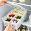 Axyaa Refrigerator Storage Box with 4/6 Grids - Kitchen Fresh-keeping and Drain Basket Organizer