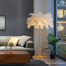 Axyaa Nordic Feather Floor Lamp Stand Light: Copper Modern Interior Lighting Decor