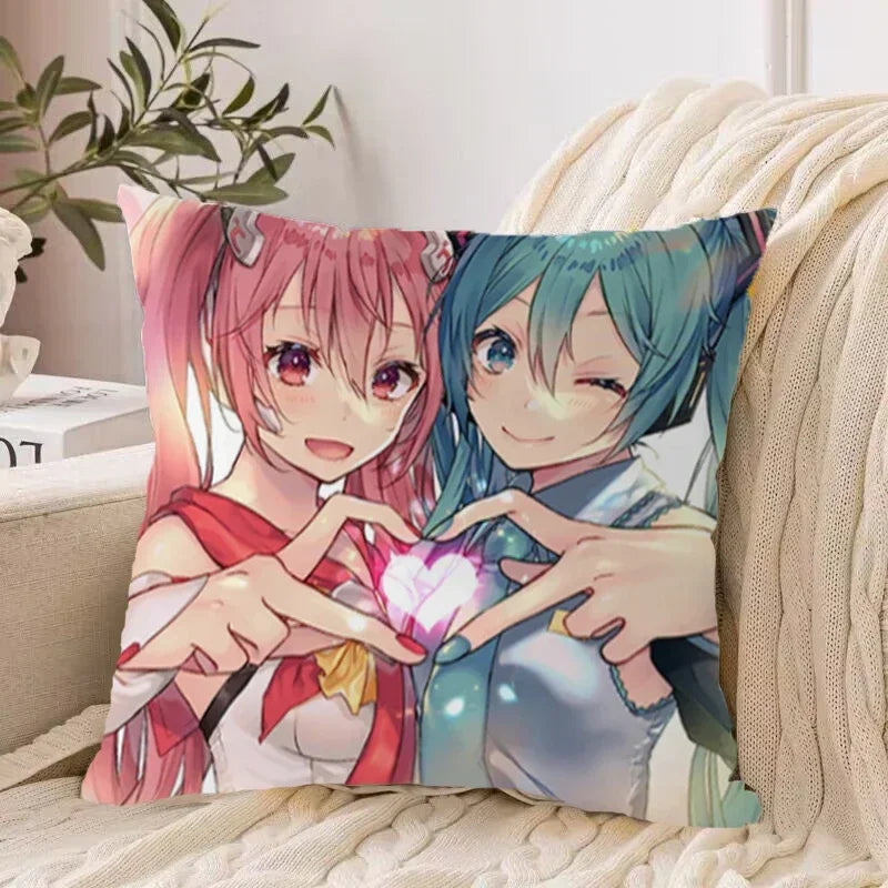 Axyaa 40*40 Hatsune Miku Pillow Cover Set for Stylish Bed Decor