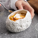 Axyaa Irregular Rock Texture Ceramic Dessert Soup Bowl Set Molecular Cuisine Tableware