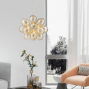 Axyaa Gold Glass Ball Pendant Chandelier LED Light - Modern Design for Home and Hotel