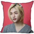 Axyaa Satin Hwang Hyunjin Pillow Cover - Decorative Bedroom Office Pillowcase Square Zipper Case